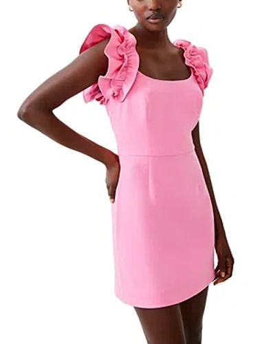 French Connection Whisper Ruffle Sleeve Minidress In Aurora Pink