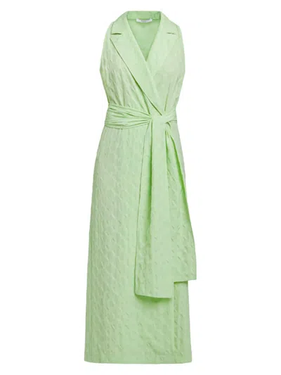 Santorelli Women's Jacquard Tie-waist Maxi Dress In Green Tea