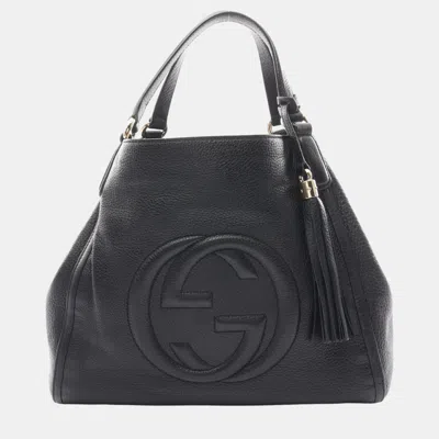 Pre-owned Gucci Soho Cellarius Interlocking G Handbag Tote Bag Leather Black