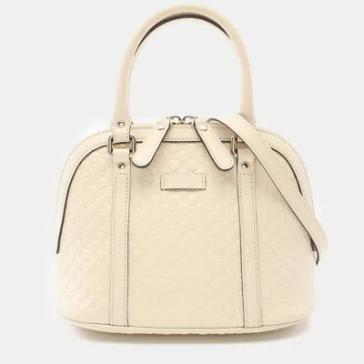 Pre-owned Gucci Ssima Handbag Leather Ivory 2way In Beige