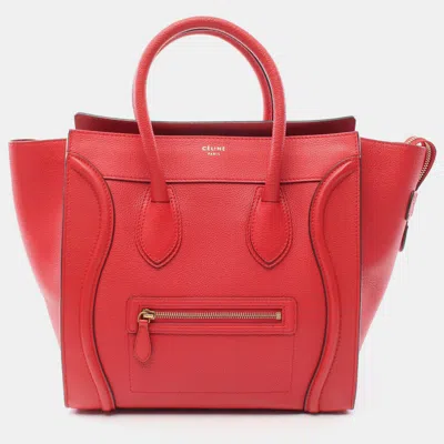 Pre-owned Celine Luggage Mini Shopper Handbag Leather Red