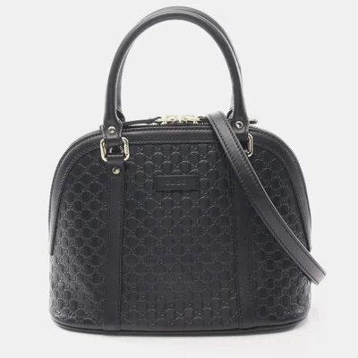 Pre-owned Gucci Micro  Sima Handbag Leather Black 2way