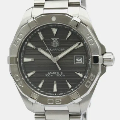 Pre-owned Tag Heuer Grey Stainless Steel Aquaracer Automatic Men's Wristwatch 41 Mm