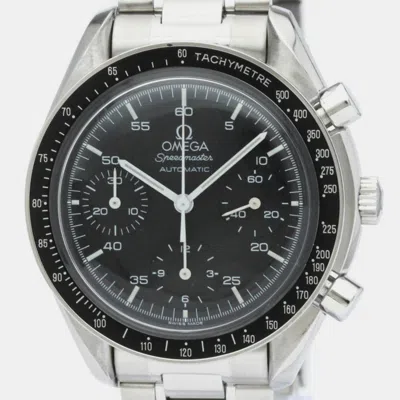 Pre-owned Omega Black Stainless Steel Speedmaster Automatic Men's Wristwatch 39 Mm