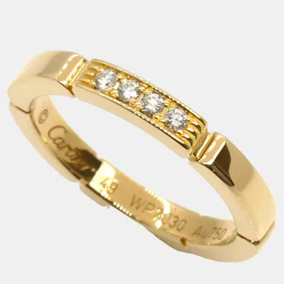 Pre-owned Cartier 18k Yellow Gold And Diamond Maillon Trouserhere Band Ring Eu 49