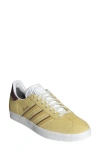 Adidas Originals Gazelle Bold Sneakers With Gum Sole In Yellow And Burgundy In Yellow/maroon