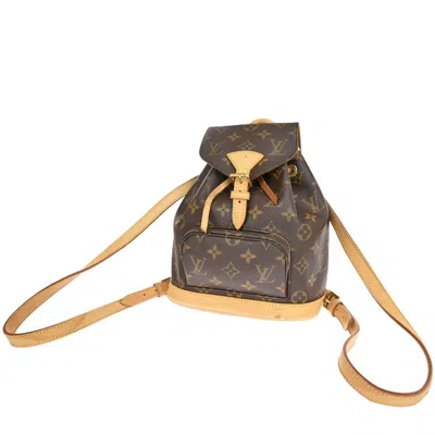 Pre-owned Louis Vuitton Montsouris Brown Canvas Backpack Bag ()