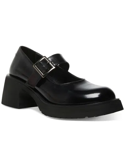 Steve Madden Tulip Womens Patent Leather Platform Mary Janes In Black