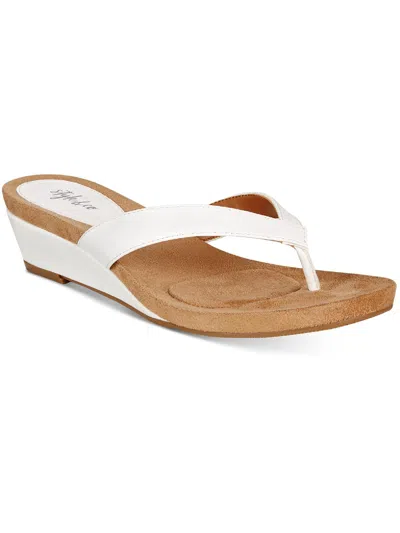 Style & Co Haloe2p Womens Faux Leather Slip On Thong Sandals In White