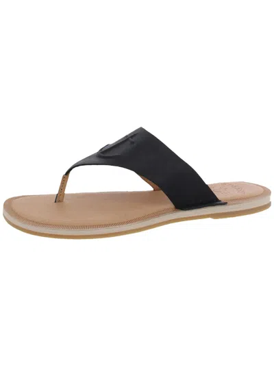 Sperry Seaport Womens Leather Slip-on Thong Sandals In Black