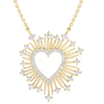 Sselects 1/2 Carat Lab Grown Diamond Heart Necklace In 14 Karat Yellow Gold In Silver