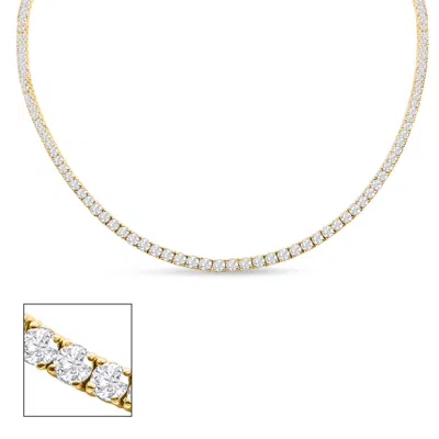 Sselects 11 Carat Lab Grown Diamond Tennis Necklace In 14 Karat Yellow Gold In Silver