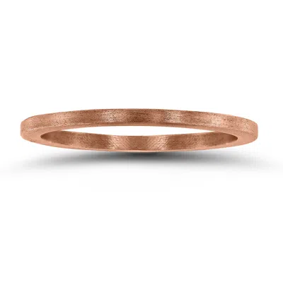 Sselects 1mm Thin Matte Finish Wedding Band In 14k Rose Gold In Brown