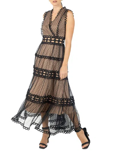 Akalia Serena Black Lace Maxi Dress
