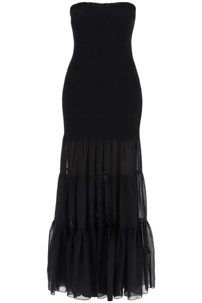 Rotate Birger Christensen Rotate Maxi Chiffon Dress With Semi Transparent R In Black