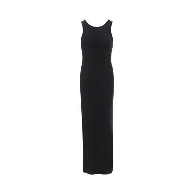 Armani Exchange Sleeveless Side-slit Dress In Black