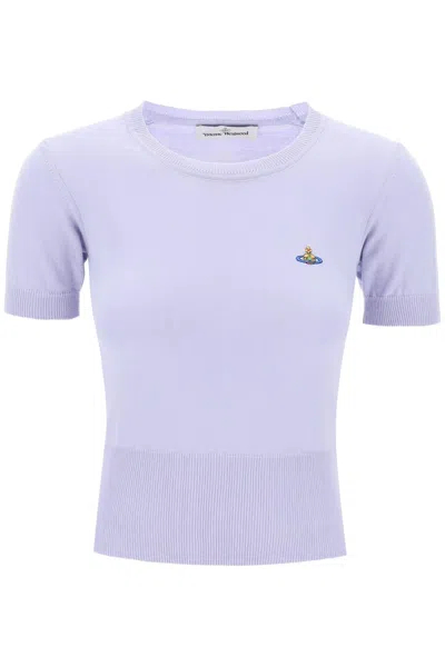 Vivienne Westwood Bea Short-sleeve Jumper With Orb Embroidery In Viola