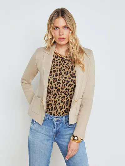 L Agence Sofia Knit Blazer In Pale Khaki