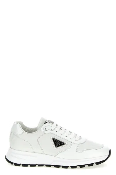 Prada Men Logo Leather Sneakers In Multicolor