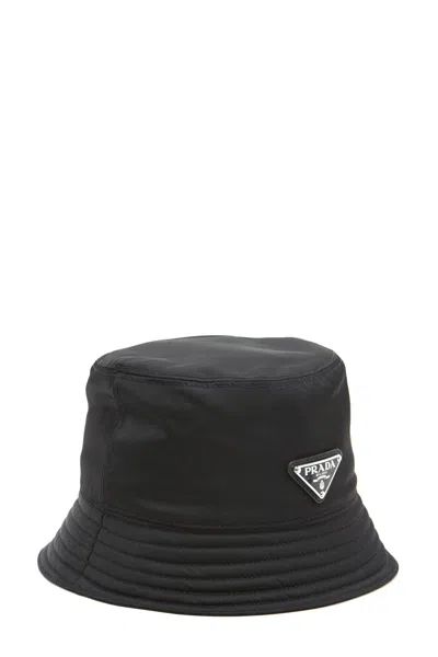 Prada Women Logo Bucket Hat In Black