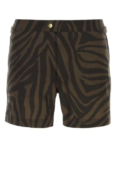 Tom Ford Man Printed Polyester Swimming Shorts In Multicolor