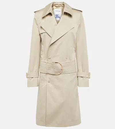 Burberry Cotton And Silk Trench Coat In Neutral