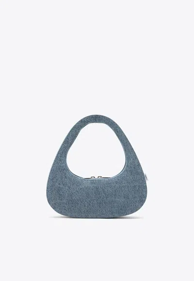 Coperni Swipe Baguette Hobo Bag In Blue