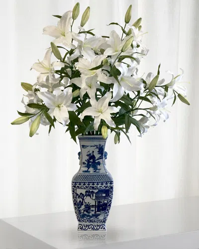 Winward Home Casablanca Lily In Chinese Vase In White/green