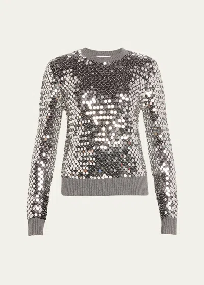 Michael Kors Cashmere Blend Sequin Sweater In Grey