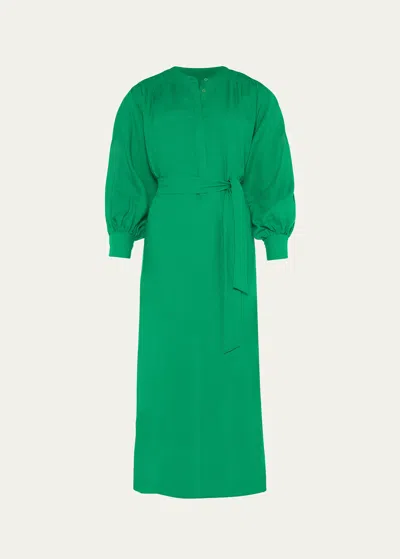 Eres Aimee Belted Long-sleeve Linen Maxi Dress In Fou