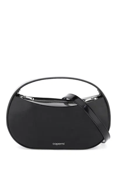 Coperni Small Sound Swipe Gloss Leather Bag In Black