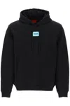 Hugo Cotton-terry Hoodie With Logo Label In Nero