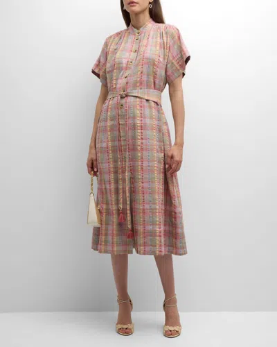 Vanessa Bruno Ciao Metallic Plaid-print Midi Dress In Multicolore