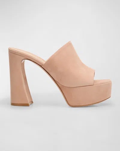 Gianvito Rossi Pink Holly Mules In Peach