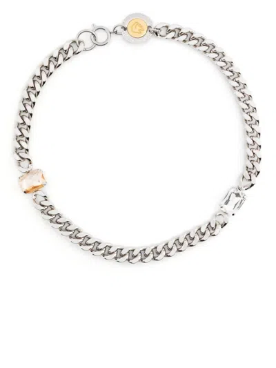 In Gold We Trust Paris Crystal-embellished Curb-chain Necklace In Silver
