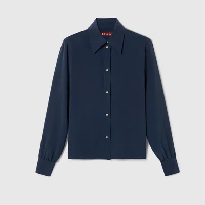 Gucci Silk Crêpe De Chine Shirt In Blue