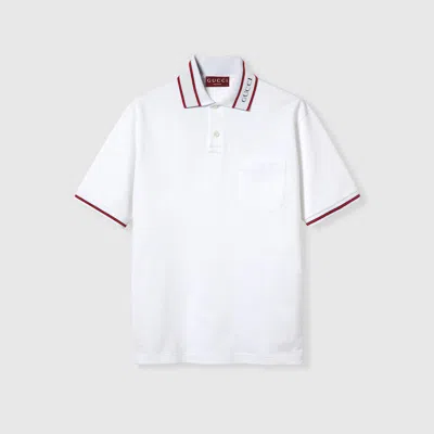 Gucci Cotton Piquet Polo Shirt With Web In White