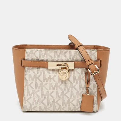 Michael Michael Kors Signature Coated Canvas Hamilton Crossbody Bag In White