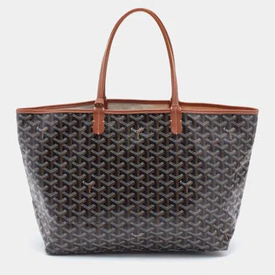 Pre-owned Goyard Ine Coated Canvas And Leather Saint Louis Pm Tote In Brown
