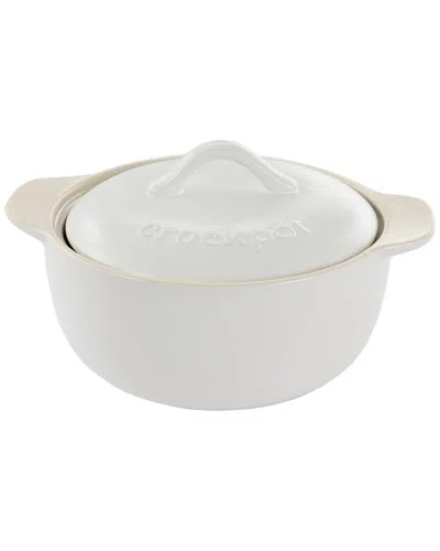 Crock-pot Artisan 2.3qt Round Stoneware Casserole With Lid In White