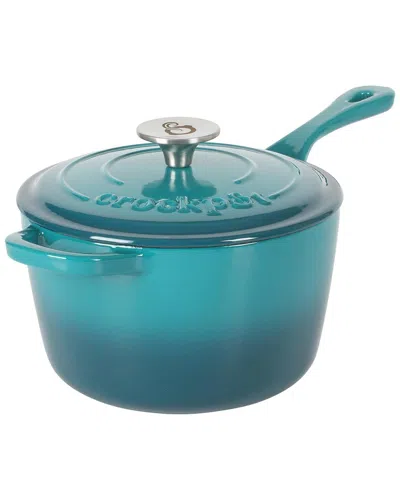 Crock-pot Artisan 3qt Enameled Cast Iron Saucepan With Lid In Blue