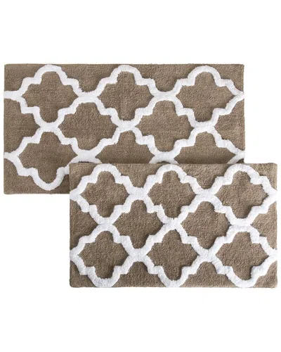 Lavish Home Cotton Plush 2pc Bath Mat Set In Taupe