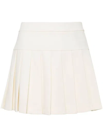 Palm Angels Tape-detail Pleated Mini Skirt In White