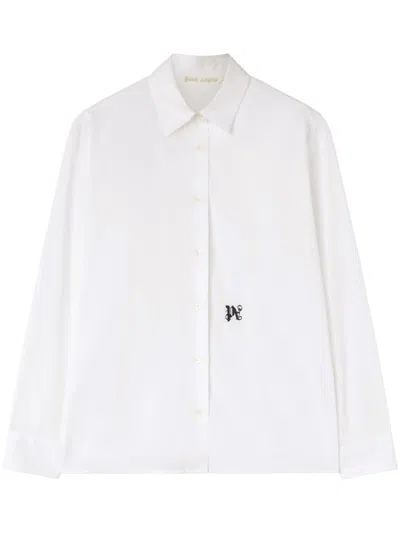 Palm Angels Pa Monogram Cotton Shirt In White