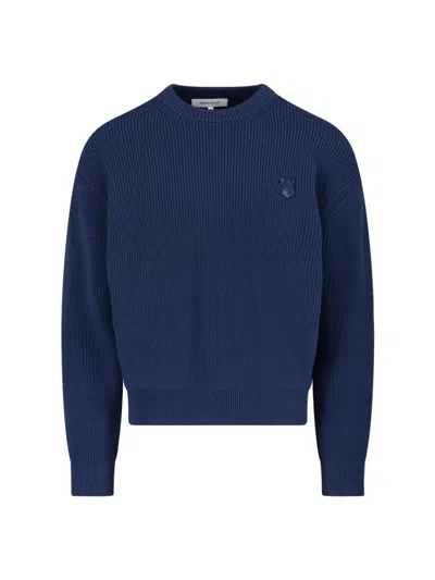 Maison Kitsuné Bold Fox Head Sweater In Blue
