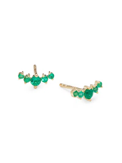 Saks Fifth Avenue Women's 14k Yellow Gold & Emerald Stud Earrings