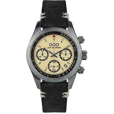 Pre-owned Out Of Order 001-23.cr.ne Men's Sporty Cronografo Cream Wristwatch In Grey/cream/black