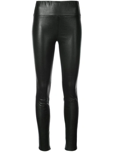 Sprwmn Black High Waisted Leather Leggings