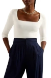 Ted Baker Square Neck Fitted Knit Top In Ivory