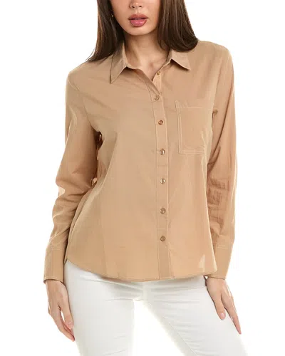 Ellen Tracy Contrast Stitch Shirt In Brown